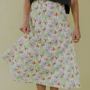Roolee The Springtime Serenade Skirt Floral Print Elastic Waistband XXXL 3XL New